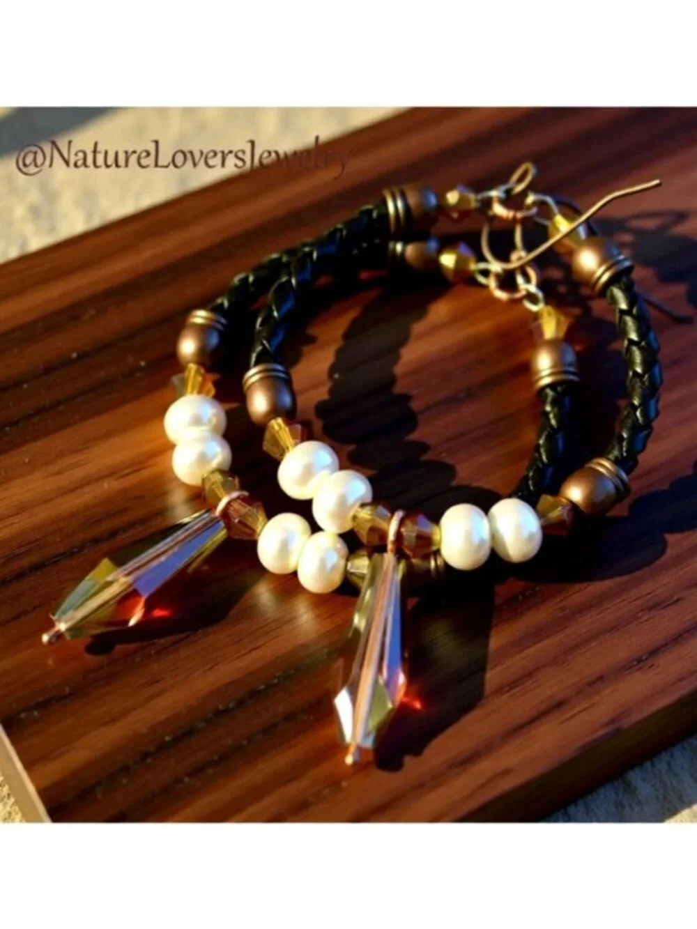 SEXY!!! Boho Hoop Earrings w. Leather, Crystals & Pearls - Total KickA$$ Hoops!